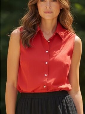 Talbots Coral Sleeveless Lightweight Collared Sleeveless Top